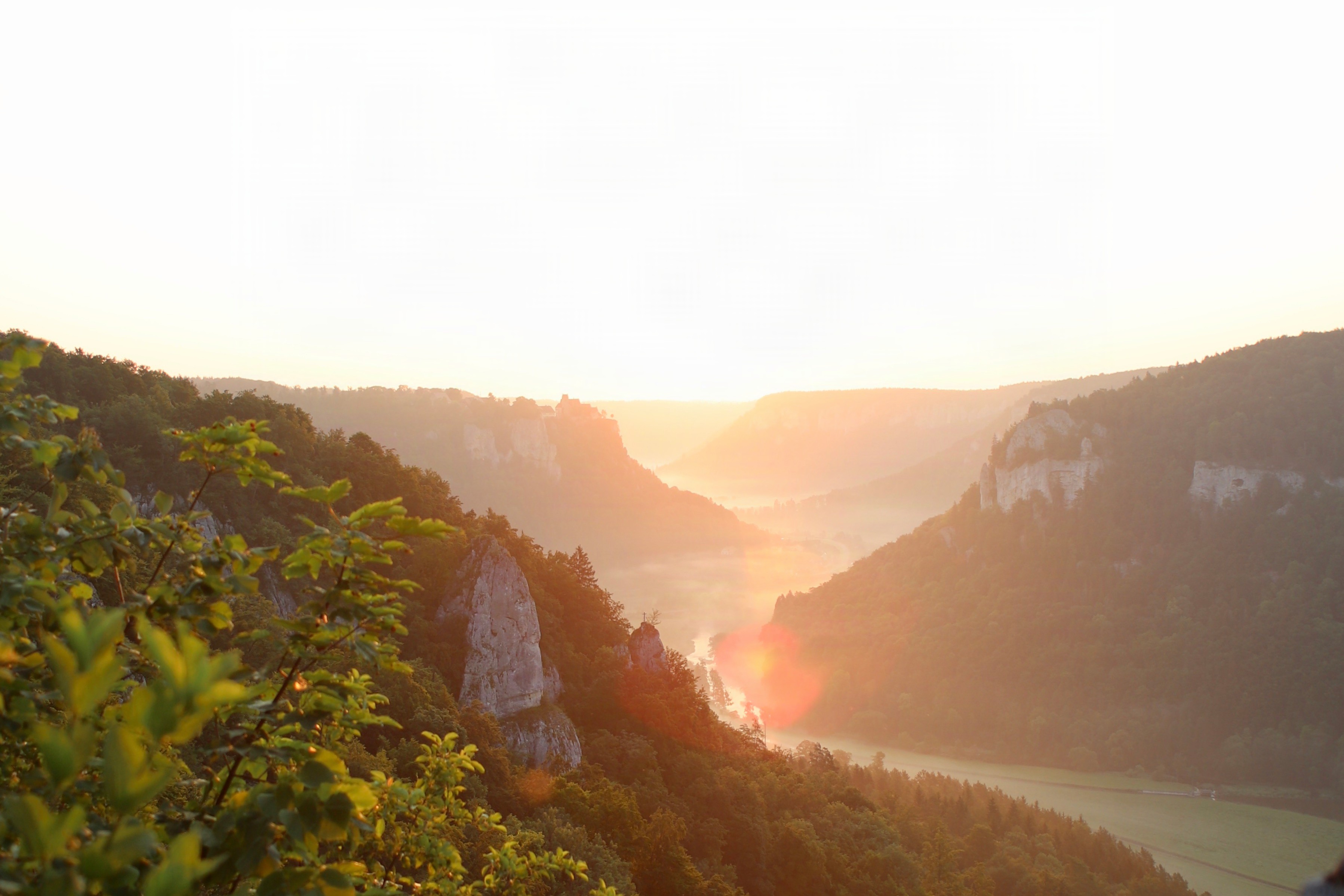 Sonnenaufgang über dem Donautal als Bild für die Verbundenheit allen Seins